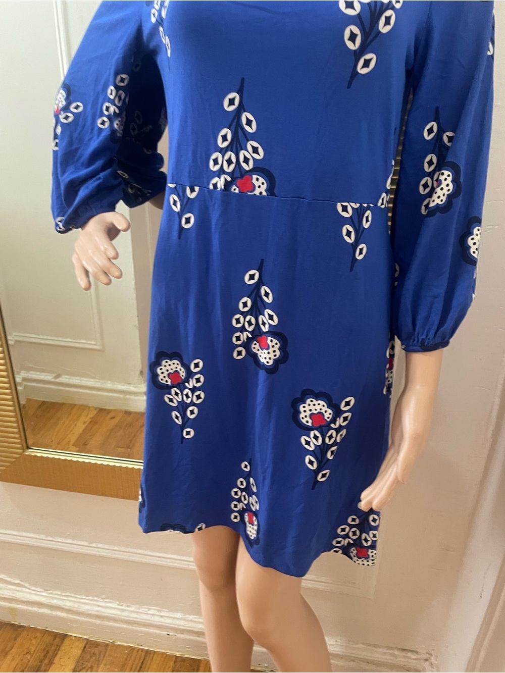 Boden Blue Floral Long-Sleeve Dress - Picture 7 of 14